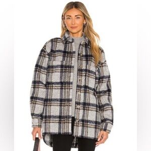 REVOLVE Oversized Checked Flannel Jacket in Blue Check